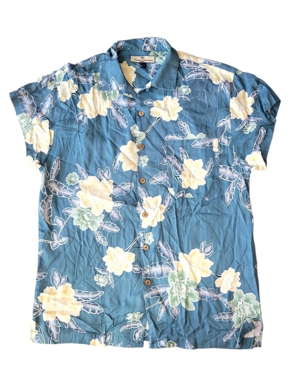 Tommy Bahama Silk Button Up Shirt Mens Floral Camp Hawaiian Short Sleeve Small